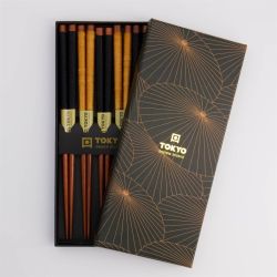 Chopstick Giftset/5 Wooden Gold Umbrella