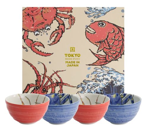 Seafood Bowl Giftset 4pcs  Lobster Rd & Crab Bl 