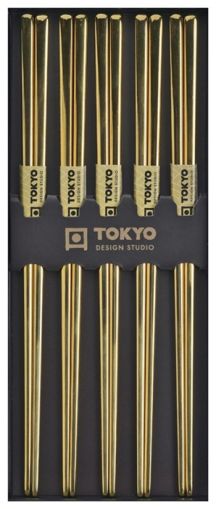 Chopstick Set/5 Stainless Steel Gold