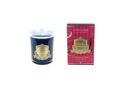 CRYSTAL GLASS LID 450G SOY BLEND CANDLE - COGNAC & TABACCO