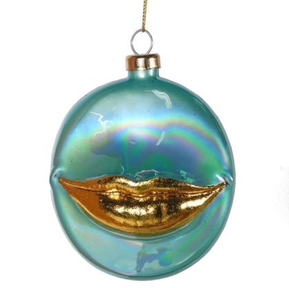 Blue and Gold Lips Bauble