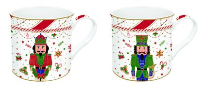 Set 2 high quality fine China mugs 300 ml in gift box- NUTCRACKER TWIST