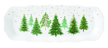 Porcelain serving platter 37x14 cm in color box FESTIVE TREES