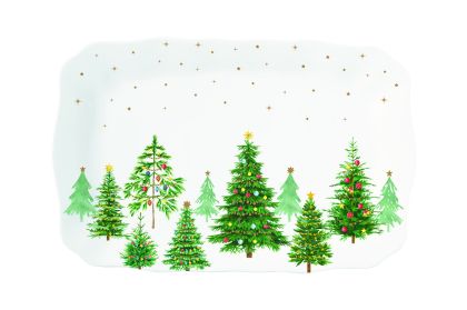 Porcelain serving platter 35x23 cm in color box FESTIVE TREES