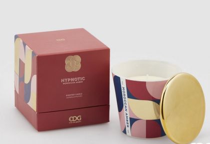 HYPNOTIC CANDLE W/LID H9  MOROCCAN AMBER - 160 GR.