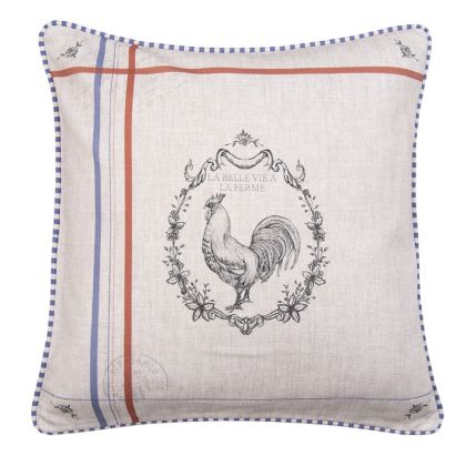 CUSHION COVER 40X40 CM BEIGE COTTON ROOSTER PILLOW COVER