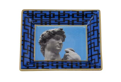 ASHTRAYS WHITE/BLUE/BLACK CERAMIC 'FIRENZE' 