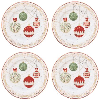 Set 4 porcelain dessert plates   CHRISTMAS EVE