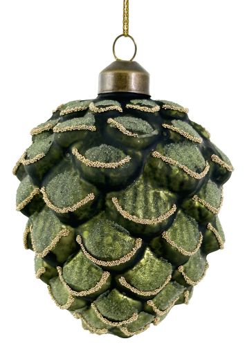 КОЛЕДНА ДЕКОРАЦИЯ -  СТЪКЛЕНА ШИШАРКА, АНТИЧНО ЗЕЛЕНО И МЪНИСТА