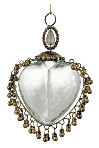 Glass burning heart clear 11cm