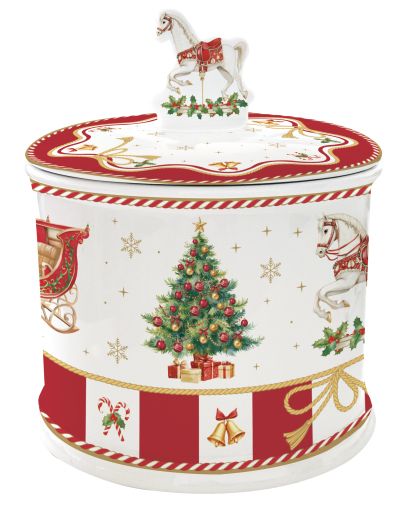 Porcelain cookie jar Ш 14 cm h 16,5 cm in color CHRISTMAS TALE
