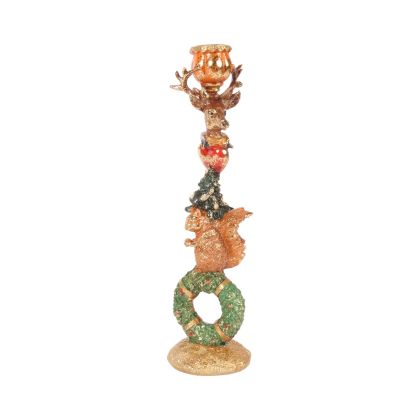 Christmas Candle Holder 9,5 cm - Gold - Resin