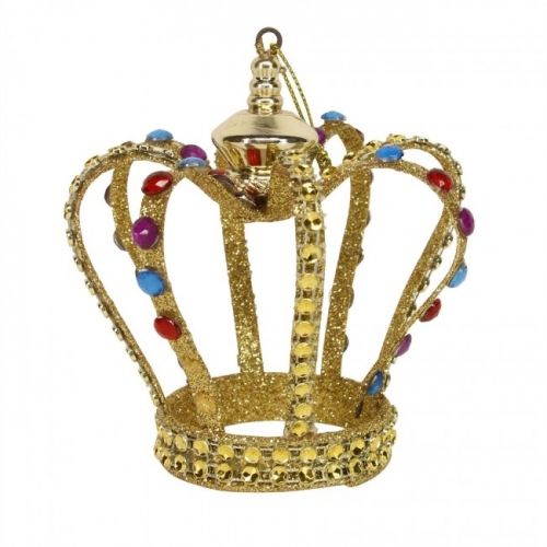 Acrylic Decoration 8cm - Gold Crown/Jewels