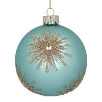 GLASS BAUBLE - TURQUOISE/GOLD BEAD STARBURST