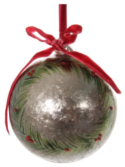 Glass ball brown frosted fir painting