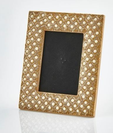 GOLDEN PHOTO FRAME WITH PEARLS