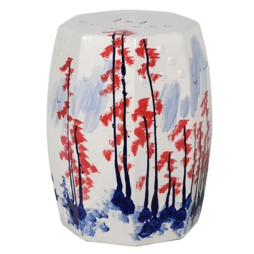 White Hand Painted Ceramic Stool