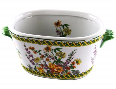 YELLOW SPRING FLOWERS LARGE OVAL CACHEPOT