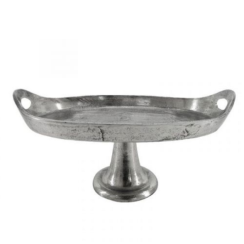 Tray On Stand  Oval Small Aluminium/Nickel Raw Finished