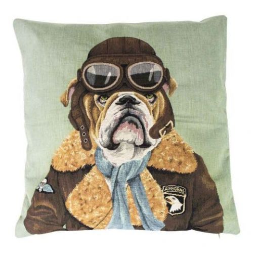 Gobelin cushion pilot bulldog  45x45cm