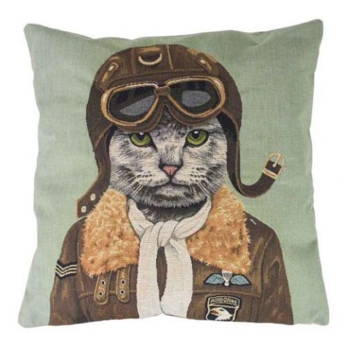 Gobelin cushion pilot cat 45x45cm