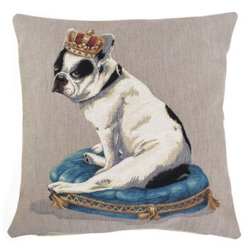 Gobelin cushion  french bulldog with crown  45x45cm