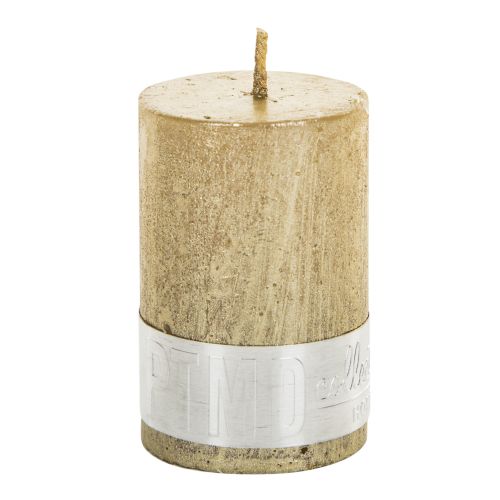 Rustic gold pillar candle 6x4