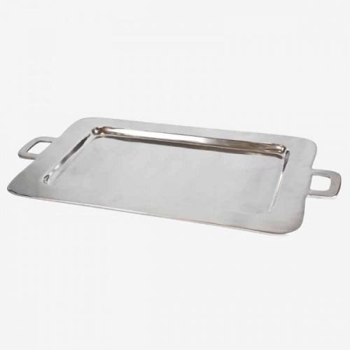 TRAY WITH BRIGHT ALUMINUM HANDLES