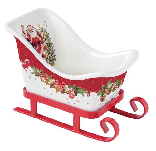 2 pcs.porcelain Christmas sleigh cm.in color box CHRISTMAS MEMORIES