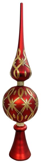 Glass tree top red mat gold deco, 33cm