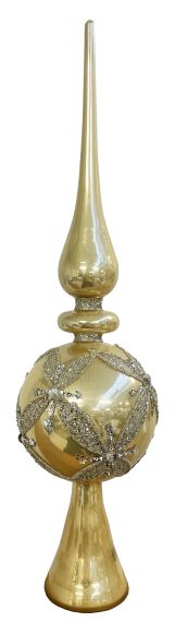 Glass tree top gold mat silver deco, 33cm