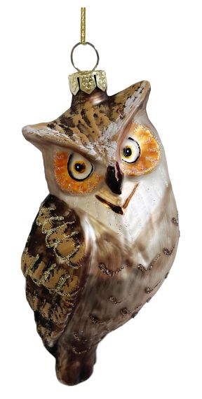 Glass owl brown silver
