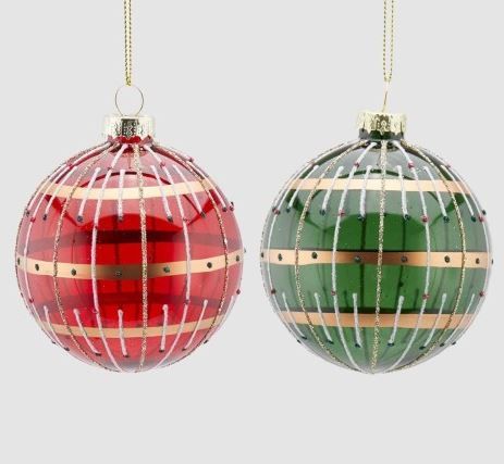 CHRISTMAS DECORATION GLASS BALL RED/GREEN