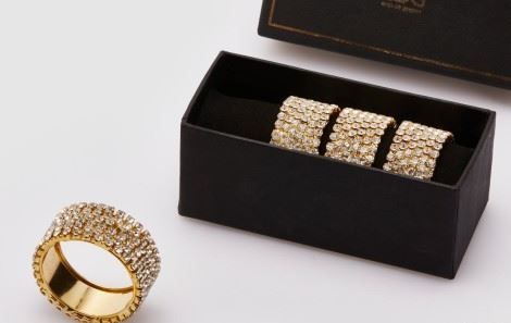  Gold Diamante Napkin Rings