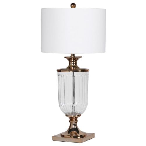 Glass Urn Lamp with Linen Shade