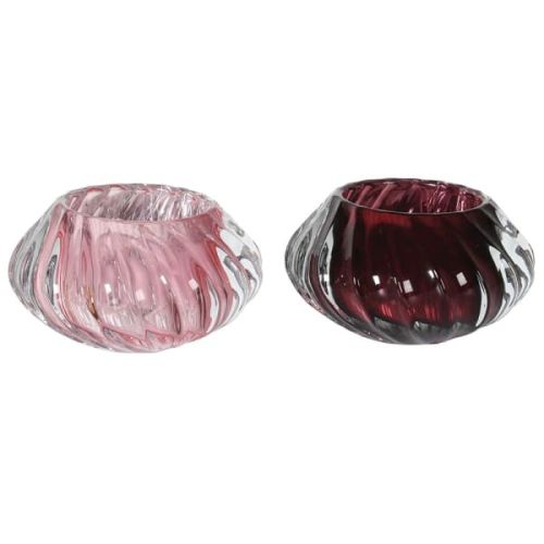 Set of 2 Pink and Purple Candle Holders