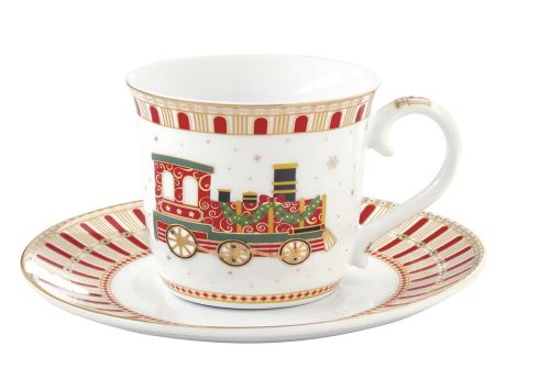 Porcelain cup & saucer 200 ml in color box CHRISTMAS EXPRES