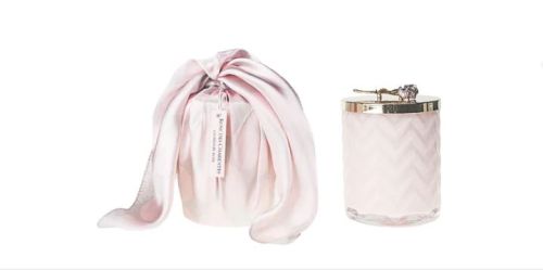 COTE NOIRE - HERRINGBONE CANDLE WITH SCARF - PINK - ROSE LID - CHARENTE ROSE