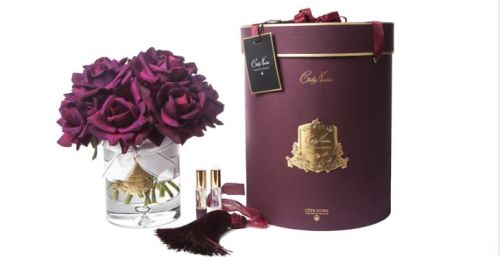 LUXURY GRAND BOUQUET - GOLD BADGE - CARMINE RED - BURGUNDY BOX 