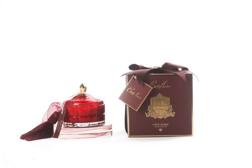 ROUND ART DECO CANDLE - RED & GOLD - ROSE OUD