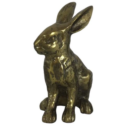 Bunny as bowl aluminum gold antique