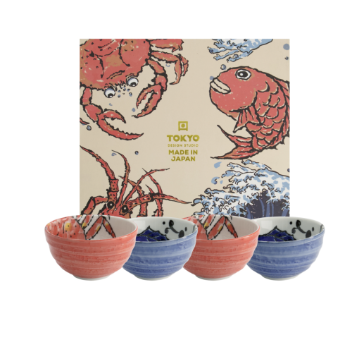 Seafood Bowl Giftset 4pcs Crab Rd & Snapper