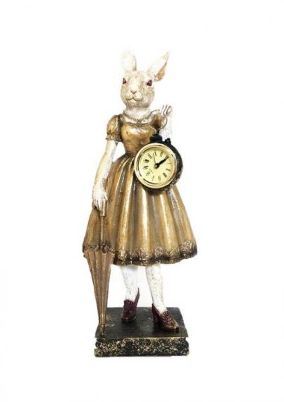 RABBIT STATUE WITH CLOCK