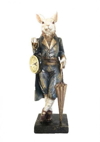 RABBIT STATUE WITH CLOCK