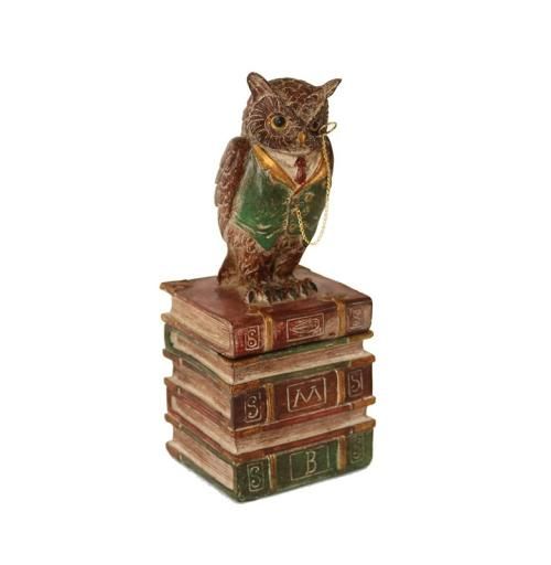 OWL STATUE ON BOOK WITH CLOCK