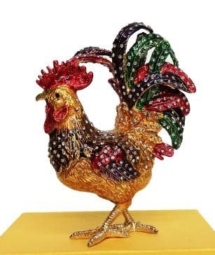 METAL ROOSTER  JEWELERY BOX