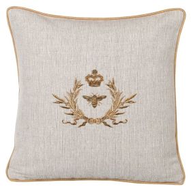 Gold Bee Emblem Cushion Cover in Zardozi Embroidery