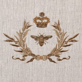 Gold Bee Emblem Cushion Cover in Zardozi Embroidery