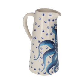 CERAMIC PITCHER WITH HAND PAINTED OCTOPUS DECORATION