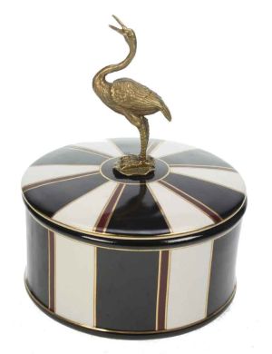  Box with lid Crane, black/white/gold color